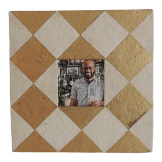 Square Tapa Paper Picture Frame With Gold-Leaf Accents For Sale