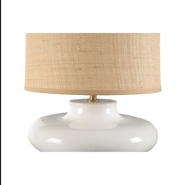 Contemporary Gainsboro Lamp - White & Tan For Sale - Image 3 of 3