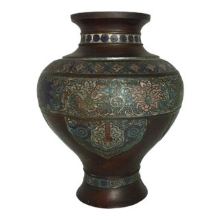 Late 1800's Chinese Bronze and Champleve Vase For Sale