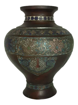 Late 1800's Chinese Bronze and Champleve Vase