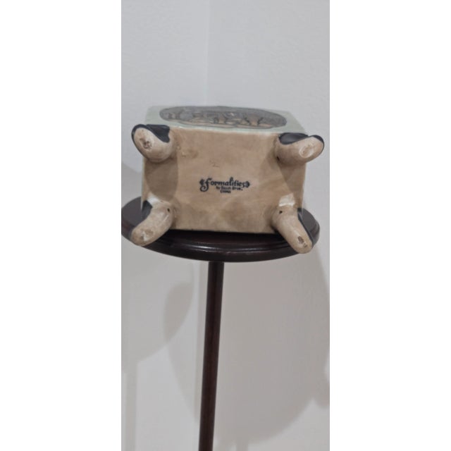 Baum Bros Formalities Ceramic Vase – Elephant & Palm, Crackle Glaze For Sale - Image 4 of 5