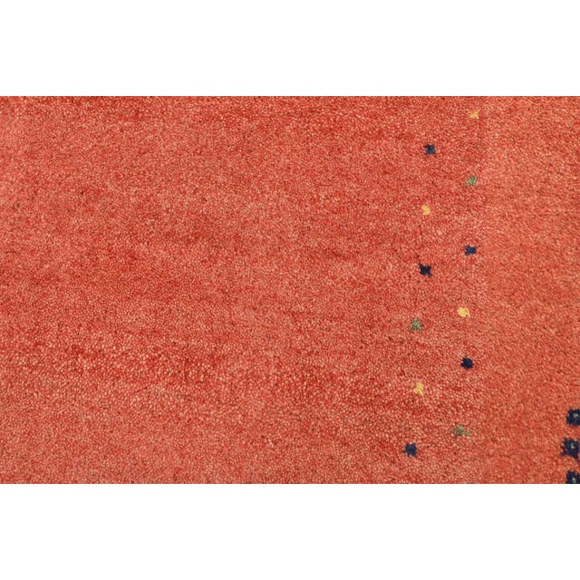 Gabbeh Rug 3′ X 5’4” Red Wool Contemporary Hand-Knotted Carpet For Sale - Image 4 of 12