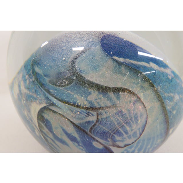 Glass Robert Eickholt Paperweight Iridescent Blue Purple Signed 1987 Art Glass 4809b For Sale - Image 7 of 10