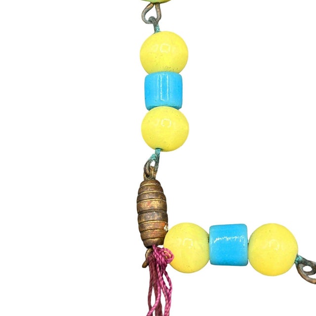1930s Czechoslovakian Art Deco Yellow White & Blue Bohemian Art Glass Bead Necklace For Sale In Los Angeles - Image 6 of 6