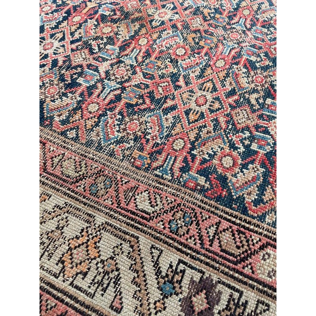 Antique Persian Malayer with Aubergine & Denim Blue Rug 4 x 6.4 For Sale - Image 4 of 9