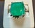 7.78 Carat Natural Square Emerald & 0.45 Ct Diamond Ring in Platinum, Size 4.5 For Sale - Image 4 of 18