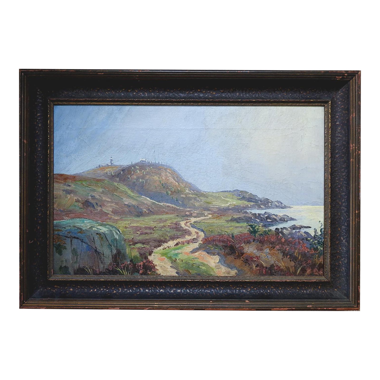 Early 20th Century Remote Coastal Landscape Painting | Chairish