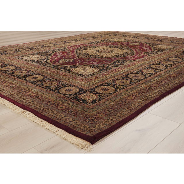 Burgundy Vintage Indian Tabriz Rug, 08'10 X 11'09 For Sale - Image 8 of 10