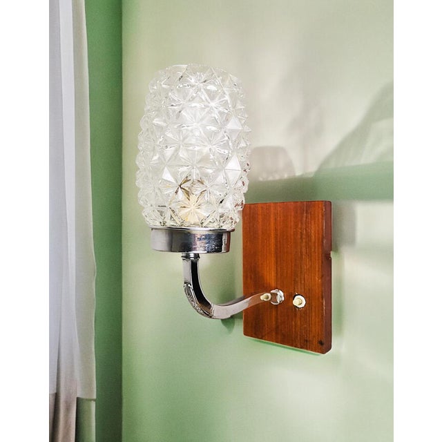 Brown Portuguese Rustic Wood and Glass Sconce, 1950s For Sale - Image 8 of 10