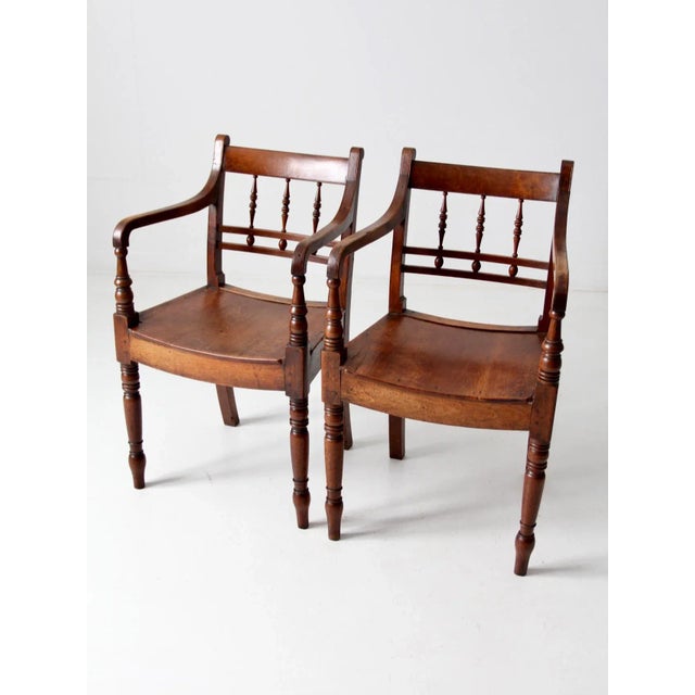 Brown Antique Wooden Parlor Chairs - a Pair For Sale - Image 8 of 10