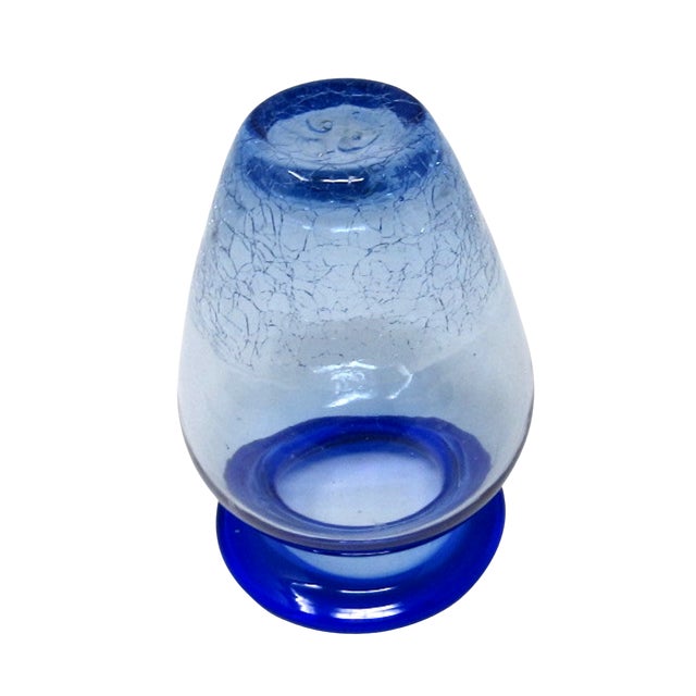 Blenko Blue Crackle Glass Vase For Sale In Los Angeles - Image 6 of 7