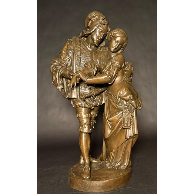 Figurative Late 19th Century Antique French Bronze Sculpture Of Faust And Marguerite, By Guillaume Denièr For Sale - Image 3 of 10
