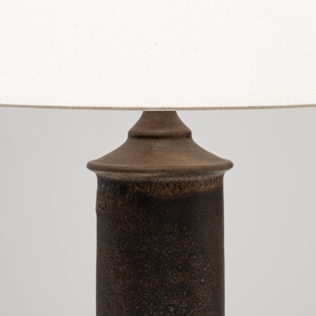 Brown Glazed Stoneware Table Lamp by Kai Klinge for Oreby Keramik, Denmark, 1970s For Sale - Image 4 of 9