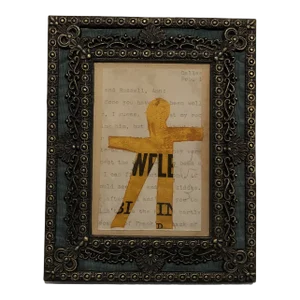 Original Contemporary Abstract Wayne Cunningham “Hands Across America “ Small Collage Vintage Frame