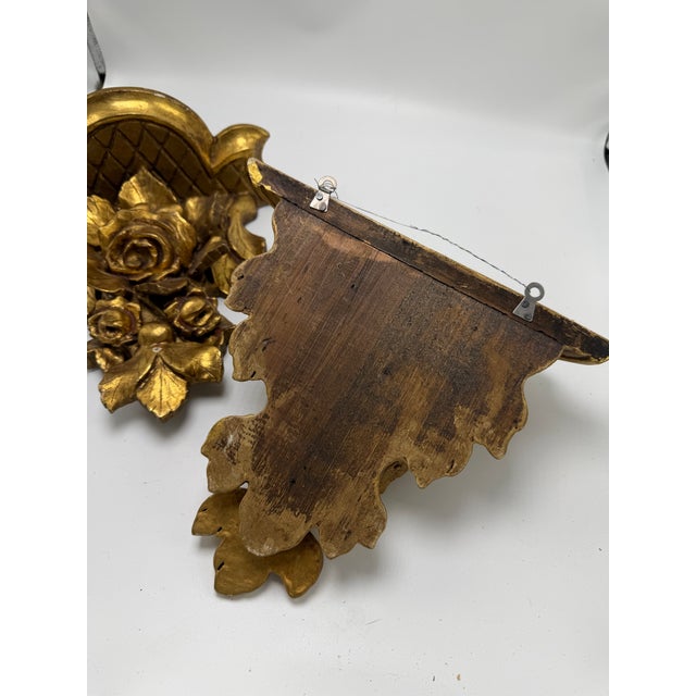 Carved Gold Gilt Wall Shelf Brackets For Sale - Image 4 of 10