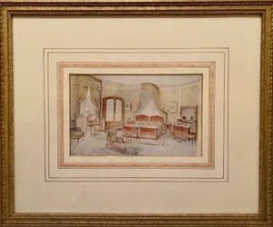 Antique 1887 H. Pander & Zonen Trowbridge Interior Scene Print Signed Framed