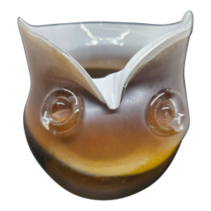 Boho Art Glass Owl Vase