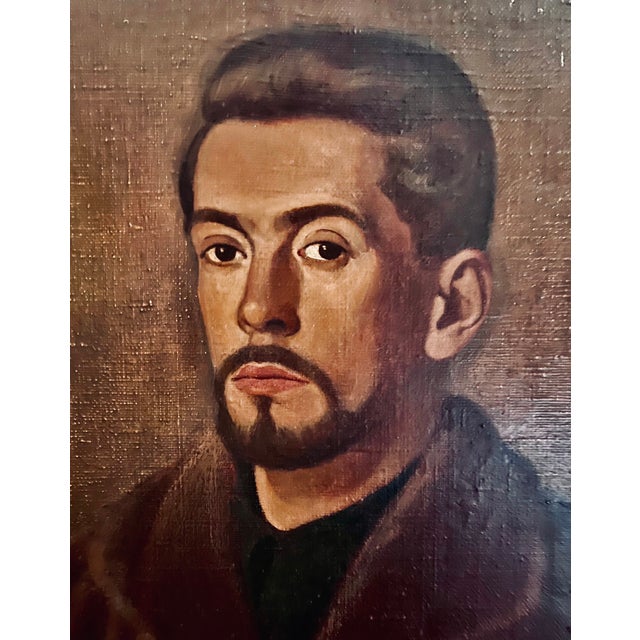 This beautifully executed original oil on canvas portrait of a "Young Man with a Beard "is in the classical style of the...
