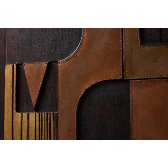 Metal Nerone Ceccarelli, Large Abstract Sculpture: SC3, 1983, Brass, Copper & Wood For Sale - Image 7 of 16