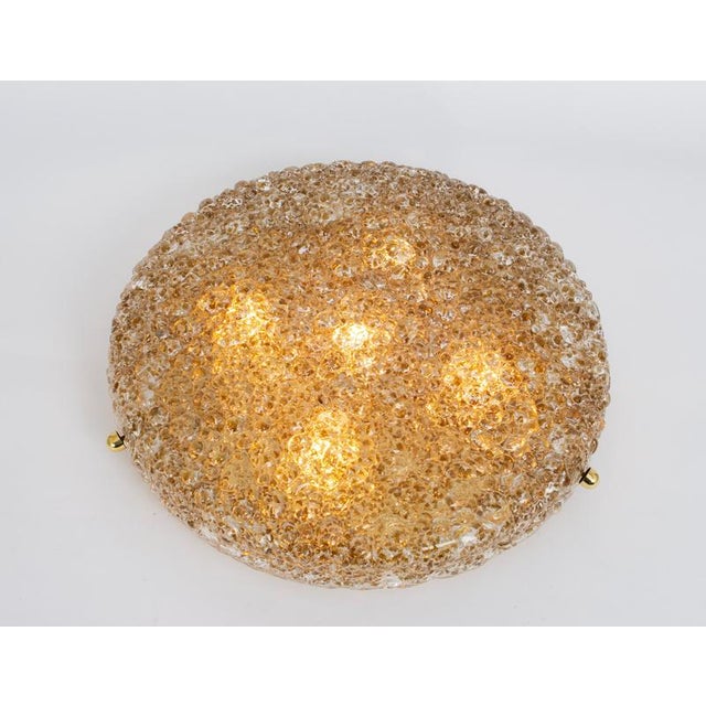 Gold Round Murano Amber Bubble Flushmount Light attributed to Hillebrand, Germany, 1970s For Sale - Image 8 of 10