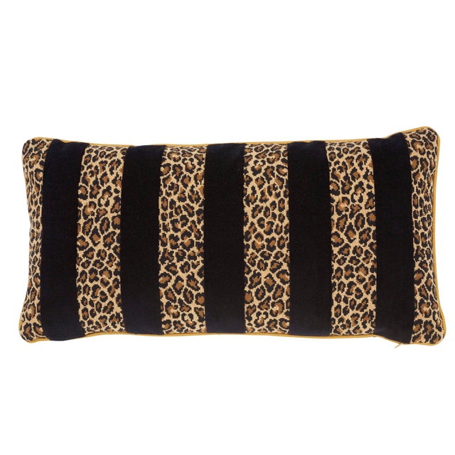 Contemporary Schumacher X Timothy Corrigan Guepard Stripe Velvet Lumbar Pillow in Black For Sale In New York - Image 6 of 6
