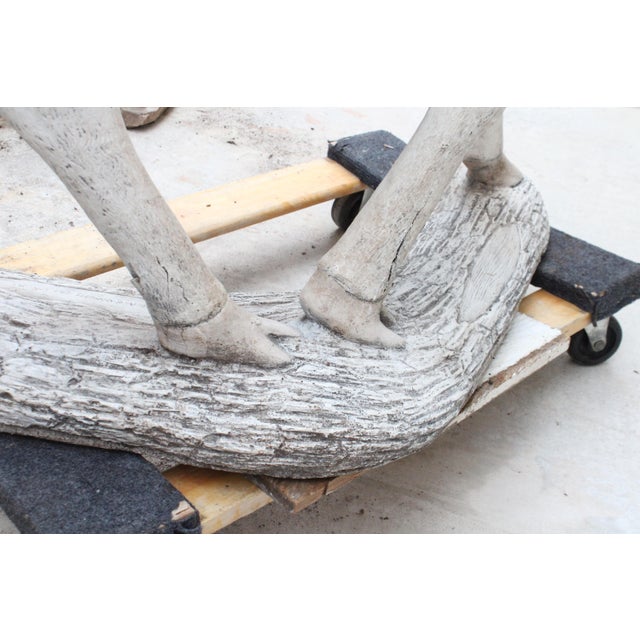 White Majestic Life-Size Cast Concrete Stag Deer Sculpture, Rustic Garden Accent For Sale - Image 8 of 8