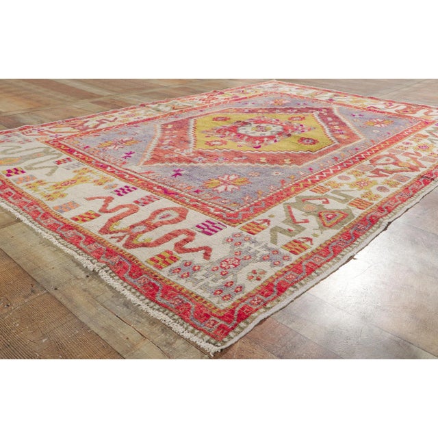 Textile Vintage Turkish Oushak Rug with Modern Style - 05'11 x 08'04 For Sale - Image 7 of 10