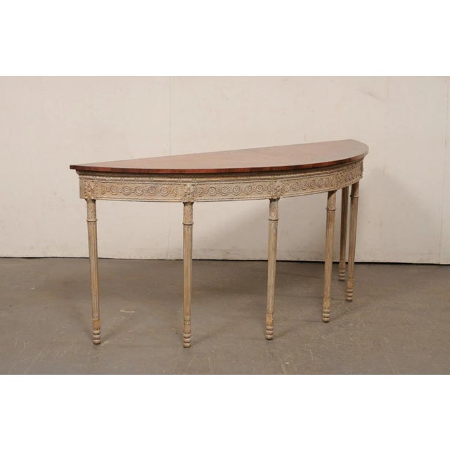 Ornate English Demi-Lune Console (Large!) For Sale - Image 11 of 12