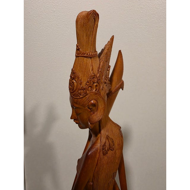 1950s Signed K. Dana (Mas, Bali) Elongated Art Deco Two-Piece Hardwood Sculpture For Sale - Image 9 of 12