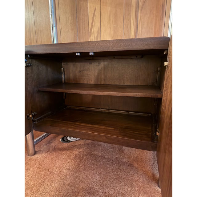Founders Walnut, Chrome and Glass Shelving Unit, Jack Cartwright For Sale - Image 9 of 15