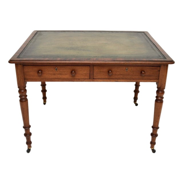 Antique Victorian Leather Top Desk, 1840s For Sale