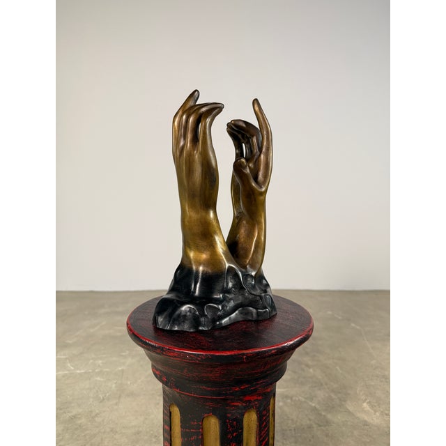 Rodin “The Cathedral” Bronze Sculpture – Intertwined Hands Study, 12” H For Sale - Image 9 of 11
