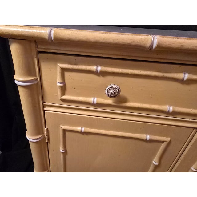 Mid-Century Modern 1970s Thomasville Allegro Yellow Faux Bamboo Cabinet, Attributed For Sale - Image 3 of 14