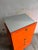 Orange chest of drawers with fold-out work surface and slanted top unique vintage chest of drawers in bright orange,...