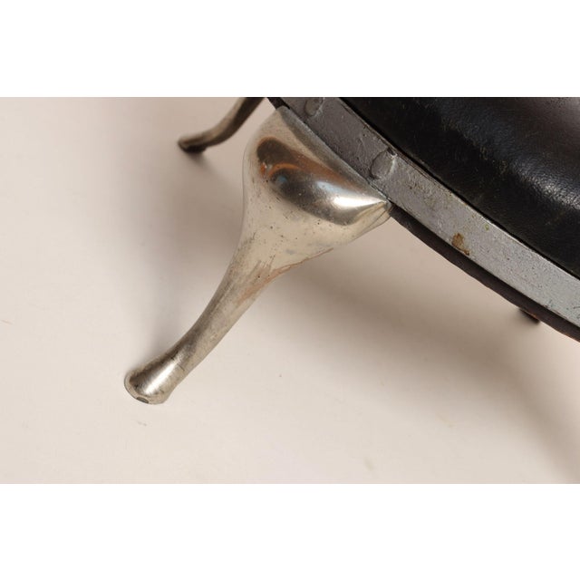 Art Deco Black Leather Footstool With Cabriole Cast Metal Legs For Sale - Image 14 of 16