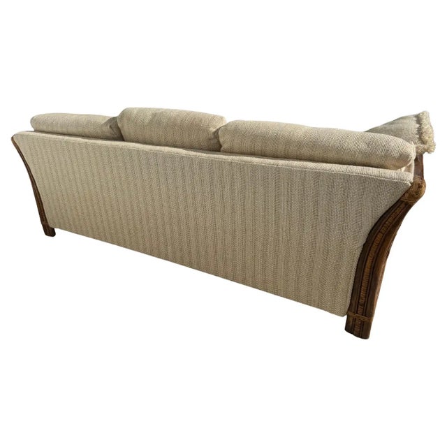Beige Late 20th Century Boho Chic 3 Seat Bamboo and Rattan Sofa For Sale - Image 8 of 10