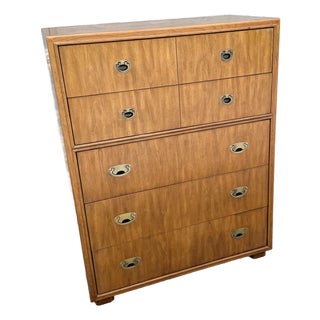 Drexel “Passages” Campaign Style Highboy Dresser For Sale
