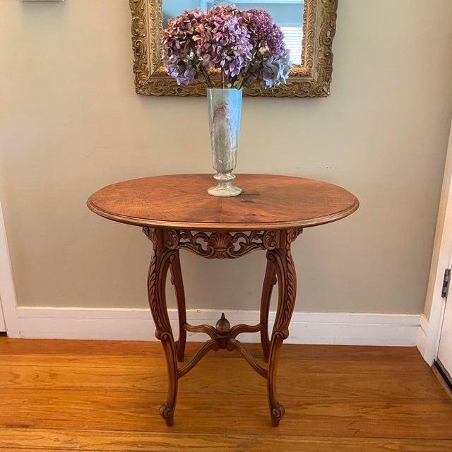 Rococo French Style Rococo Revival Walnut Side Table For Sale - Image 3 of 17