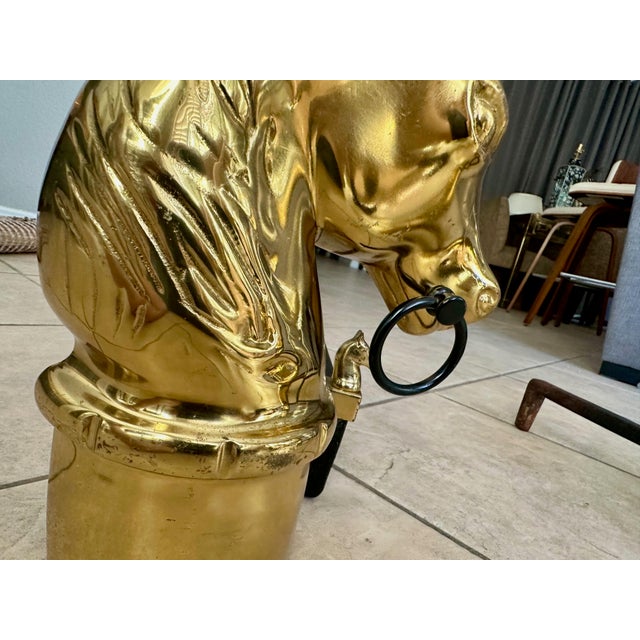 Pair of Brass and Iron Horse Equestrian Andirons For Sale - Image 10 of 18