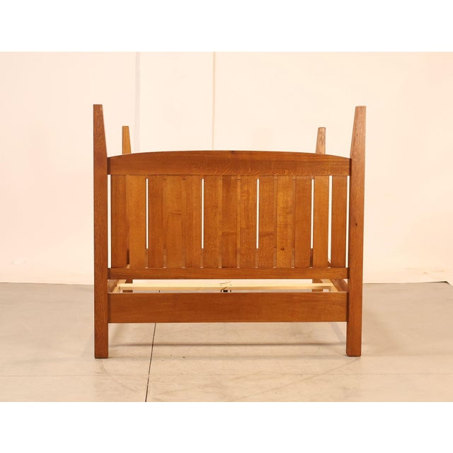 Custom Crafted Mission Style Oak Queen Bed Frame For Sale - Image 17 of 18