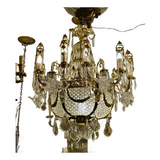 Italian Style Dark Gold Crystal Chandelier For Sale