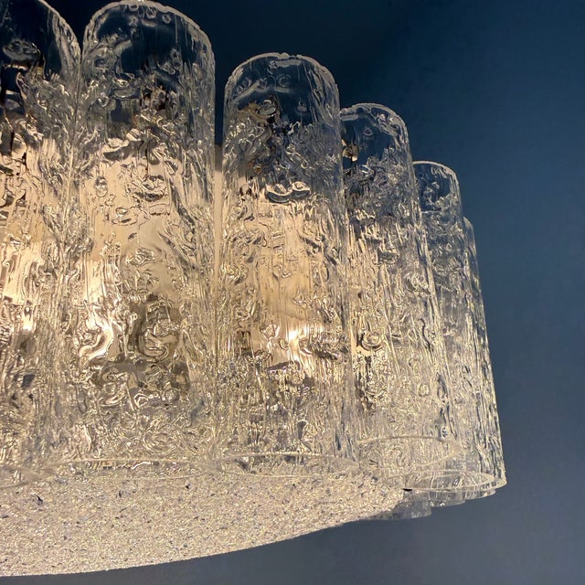 Metal Vintage German Ice Glass Ceiling Lamp from Doria Leuchten, Germany, 1970s For Sale - Image 7 of 18
