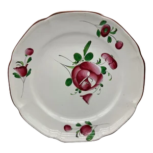 Antique 19th Century French Faience Floral Tin Glazed Earthenware Plate