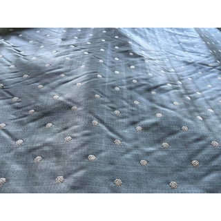 Vintage Powder Blue With White Polka Dot Upholstery Fabric For Sale