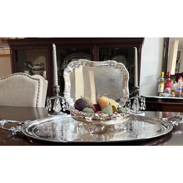 Vintage Reed & Barton Silver Plated Sheridan Footed Centerpiece Fruit Bowl/Fruit Bowl-11.25”x3.25” For Sale - Image 9 of 12