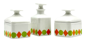 French Porcelain Toiletry Set, Set of 3