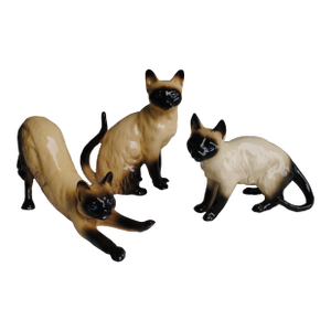Vintage Coopercraft England Siamese Seal Point Cat Trio