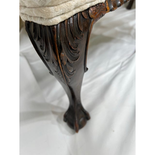 Ivory Pair of Vintage Queen Anne Style Club Chairs For Sale - Image 8 of 11