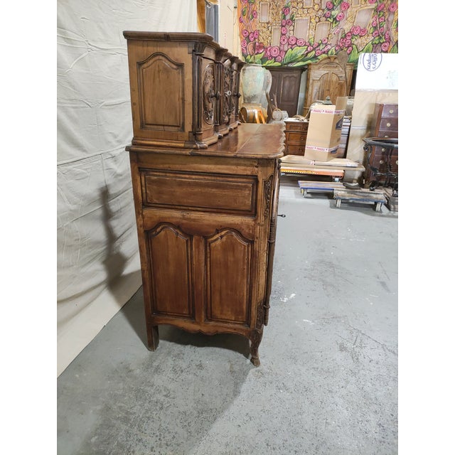 French Provincial Exceptional Mid-19th Century French Provincial Buffet À Deux Corps in Walnut | Circa 1850 | Hand-Carved For Sale - Image 3 of 18