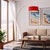 Nova 1960s Nova of California Adjustable Floor Lamp - 92" Mid Century Modern Arc Lamp, Weathered Brass Body, Crimson Red Linen Shade, White Marble Base For Sale - Image 4 of 4